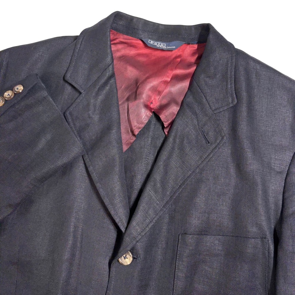 Polo Ralph Lauren Linen‎ Unconstructed Sport Coat Mens XL Black 3-Button Blazer